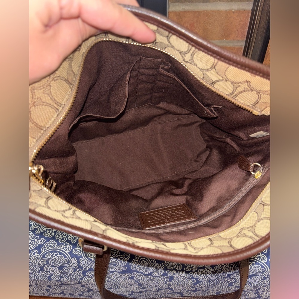 Coach Signature Canvas Zip Top Tote Bag F55364 - Picture 6 of 9